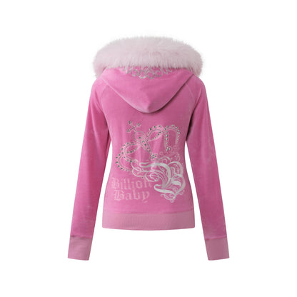 Pink Cotton Velour Tiara Jacket