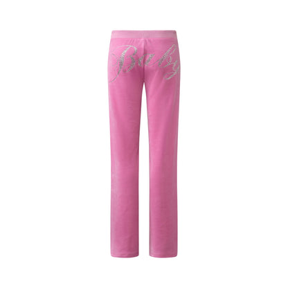 Pink Cotton Velour Lowrise Pants