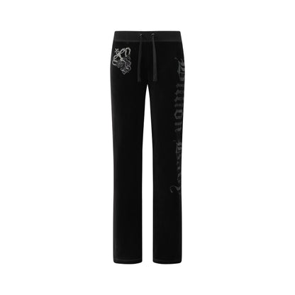 Jet Black Cotton Velour Lowrise Pants