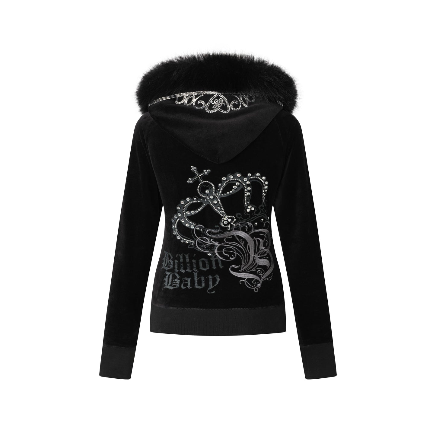 Jet Black Cotton Velour Tiara Jacket