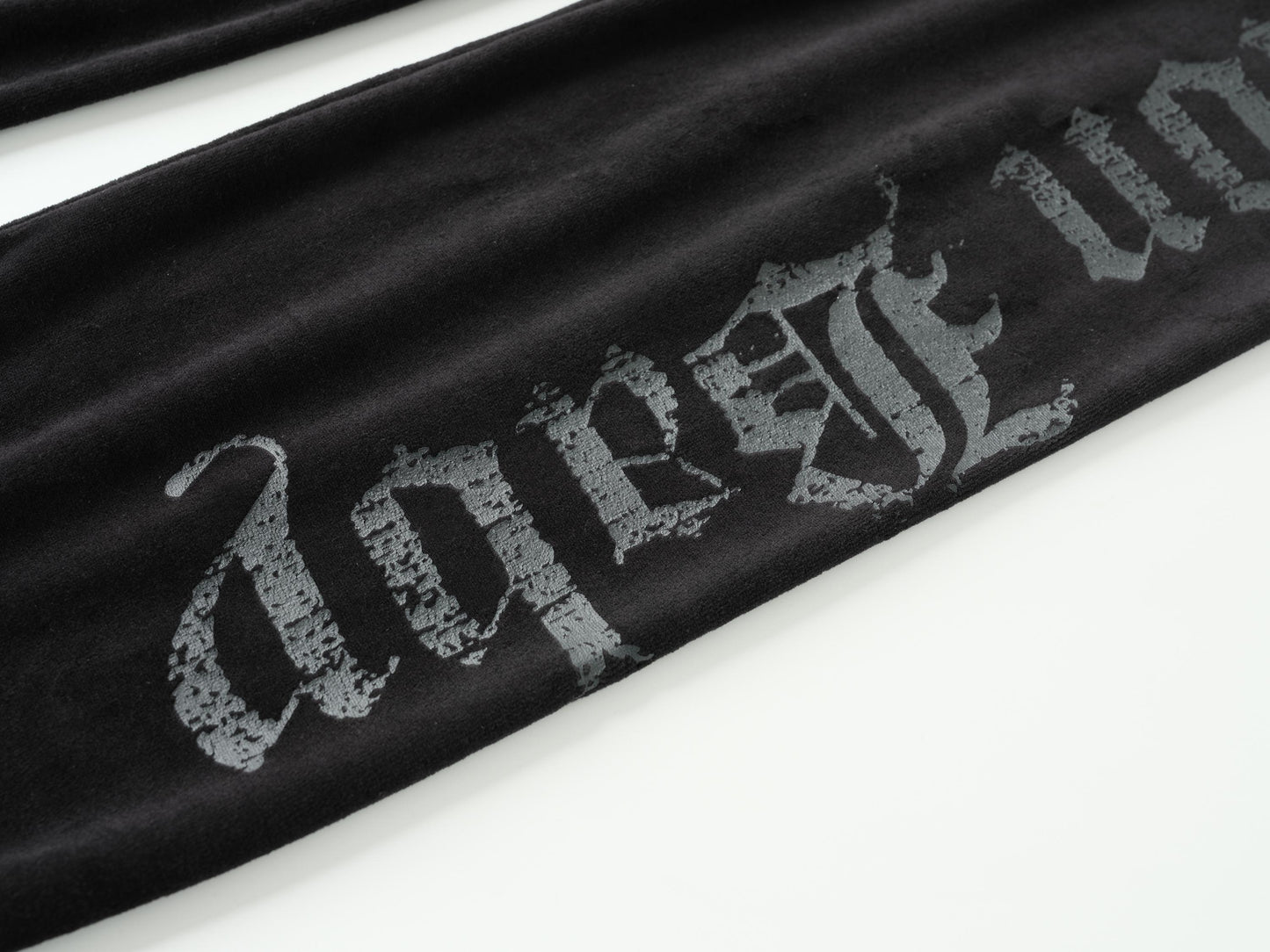 Jet Black Cotton Velour Lowrise Pants