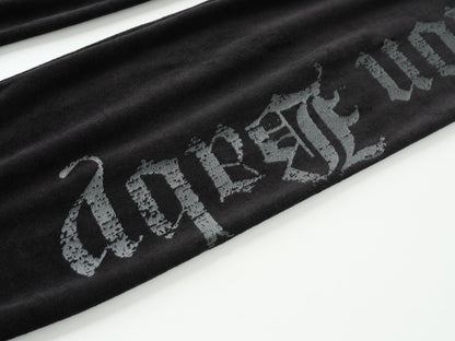 Jet Black Cotton Velour Lowrise Pants