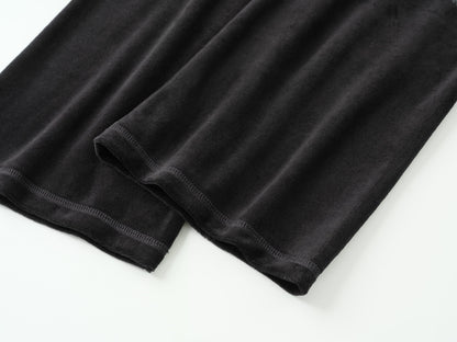 Jet Black Cotton Velour Lowrise Pants