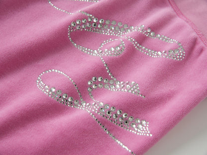 Pink Cotton Velour Lowrise Pants