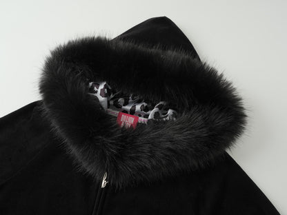 Jet Black Cotton Velour Tiara Jacket