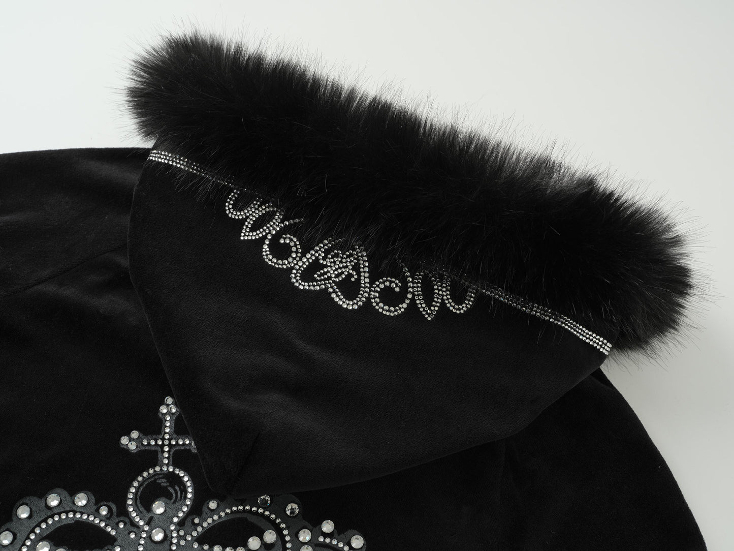 Jet Black Cotton Velour Tiara Jacket