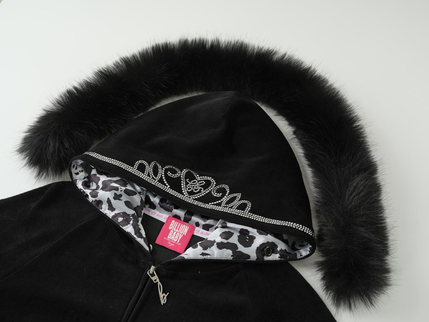 Jet Black Cotton Velour Tiara Jacket