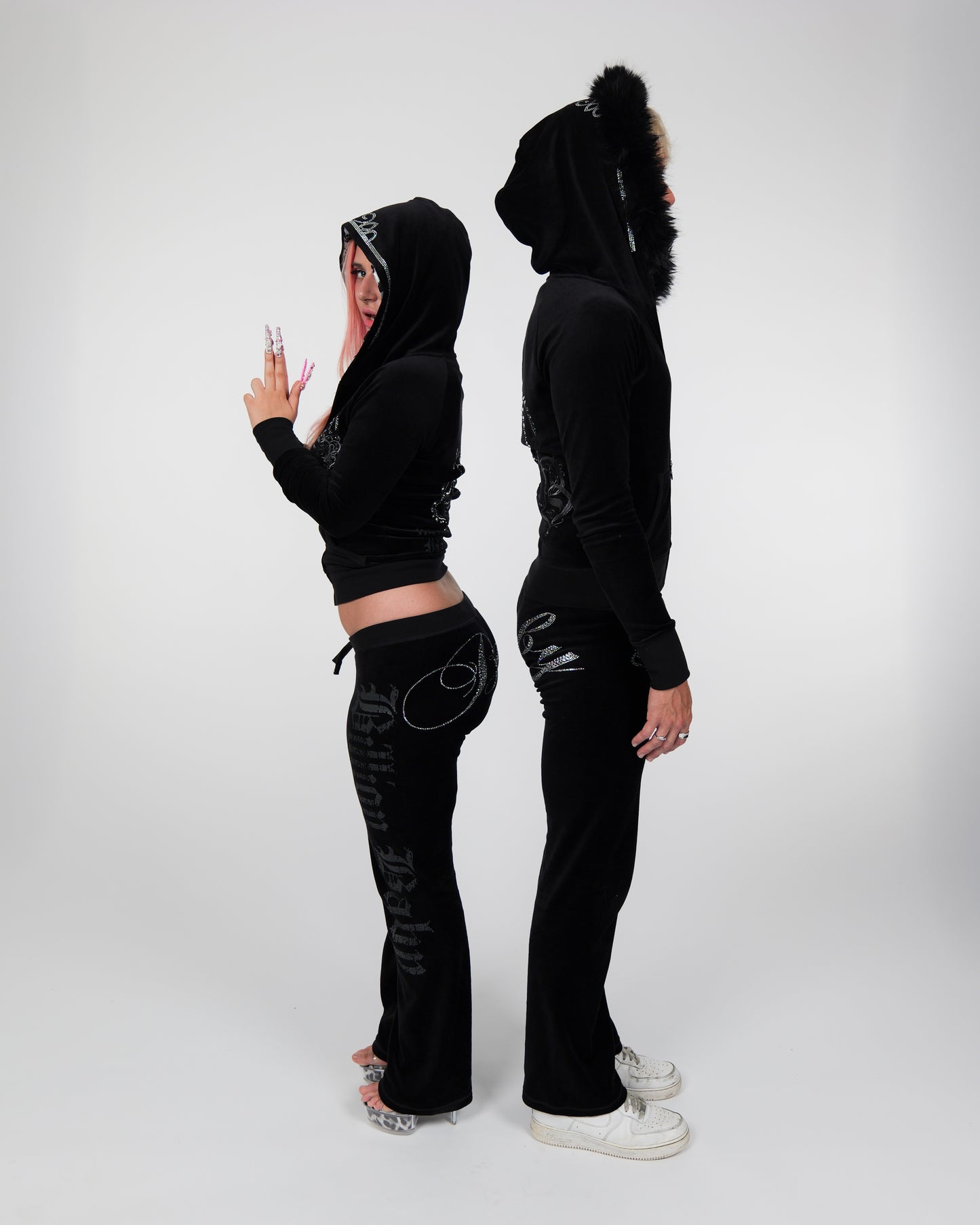 Jet Black Cotton Velour Tiara Jacket