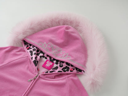 Pink Cotton Velour Tiara Jacket
